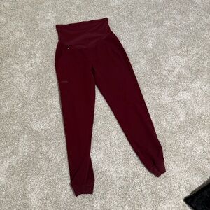 Figs Maroon Maternity Jogger Scrubs